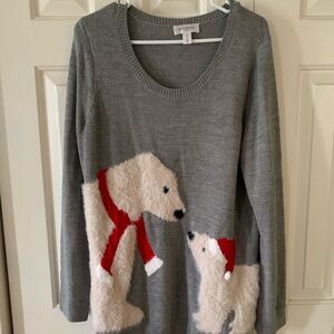 XL Motherhood Maternity Mama and Baby Bear Grey Sweater